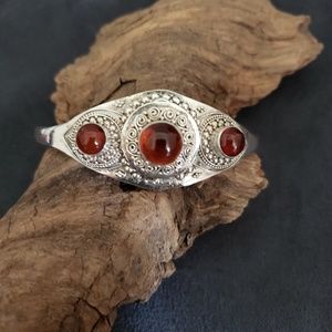 Sterling silver Poison Cuff bracelet with Amber